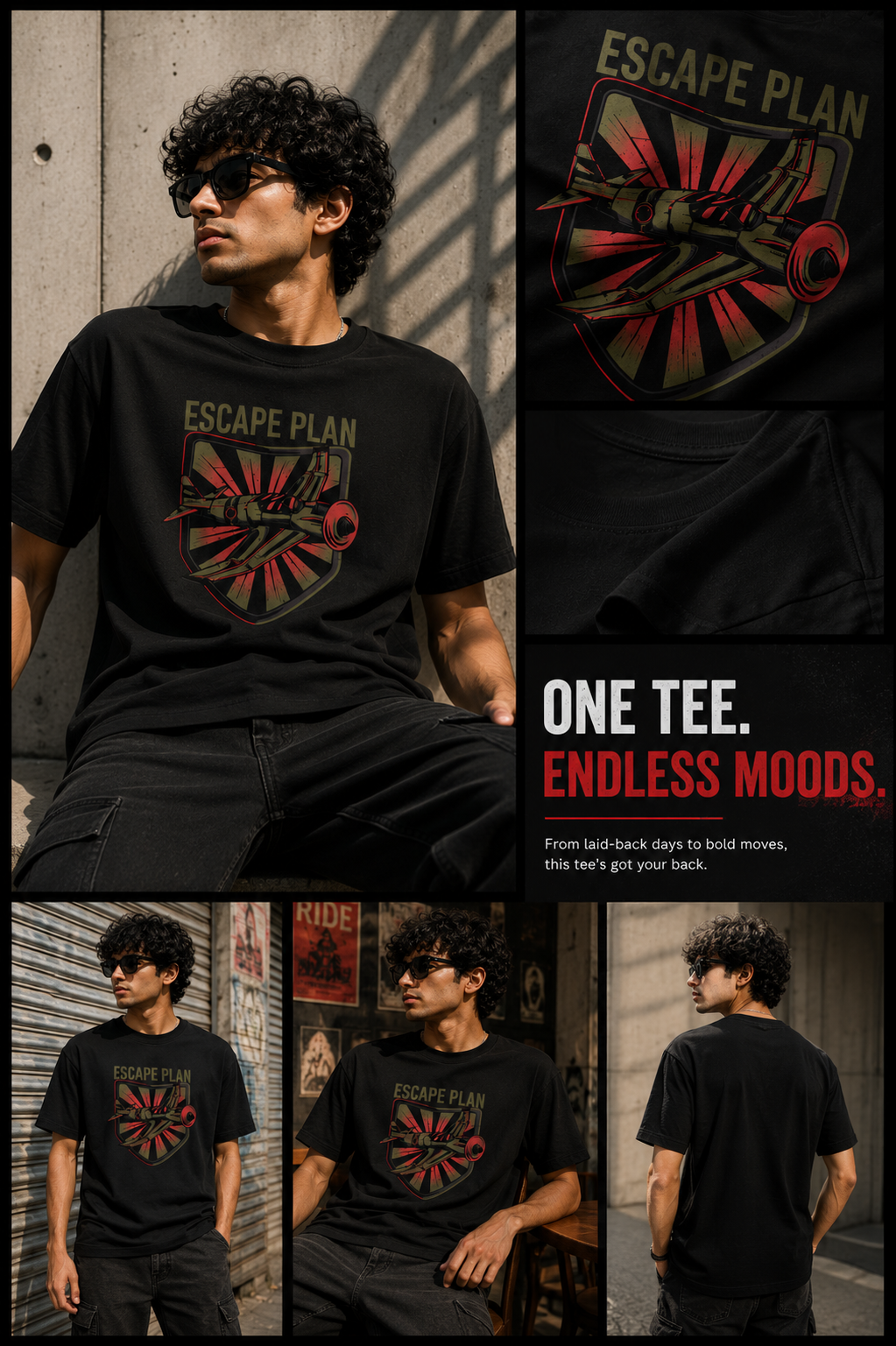 Escape Plan Jet Graphic T-Shirt – Aviation Streetwear | Unisex Regular Fit 180 GSM