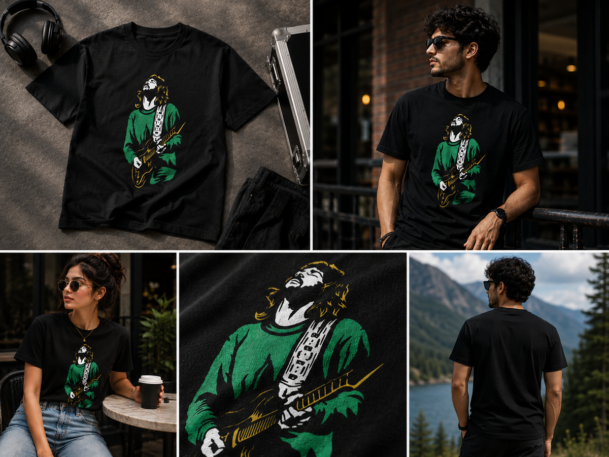 Guitar Legend Rock T-Shirt – Electric Guitar Music Graphic | Unisex Regular Fit 180 GSM