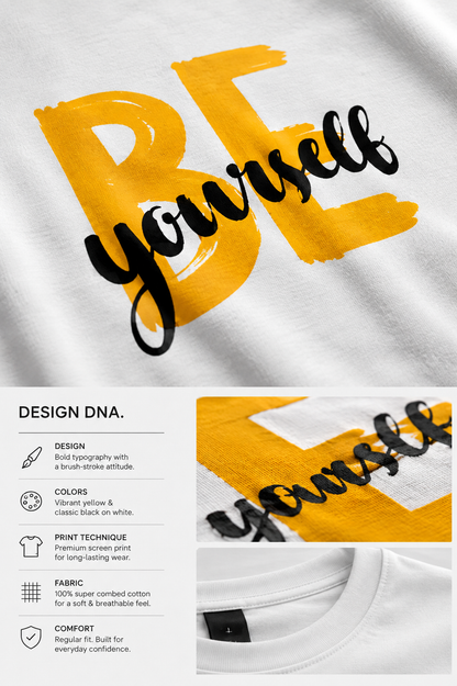 Be Yourself Brush Lettering | Regular Fit Unisex Graphic T-Shirt