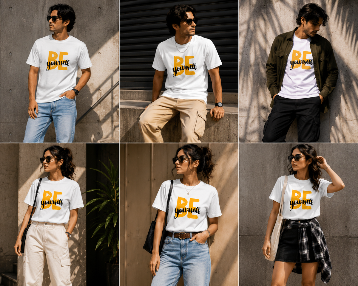 Be Yourself Brush Lettering | Regular Fit Unisex Graphic T-Shirt