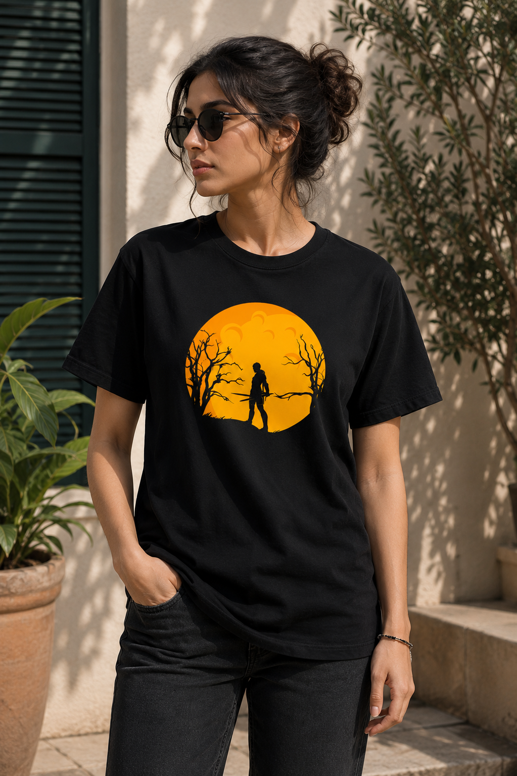 Lone Wanderer Sunset Graphic Regular Fit T-Shirt