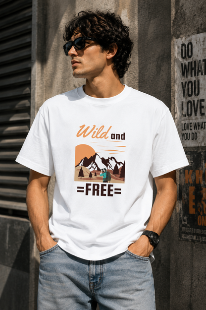Wild and Free Mountain Graphic Regular Fit T-Shirt