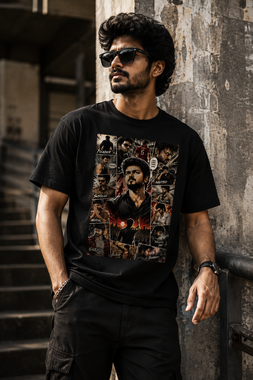 Thalapathy Movie Legacy Graphic Regular Fit Crew T-Shirt