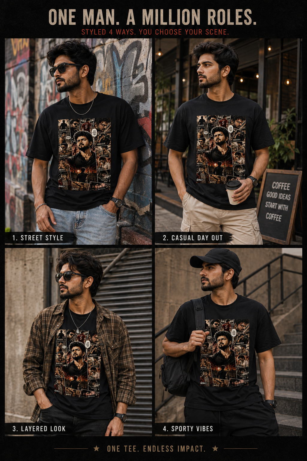 Thalapathy Movie Legacy Graphic Regular Fit Crew T-Shirt