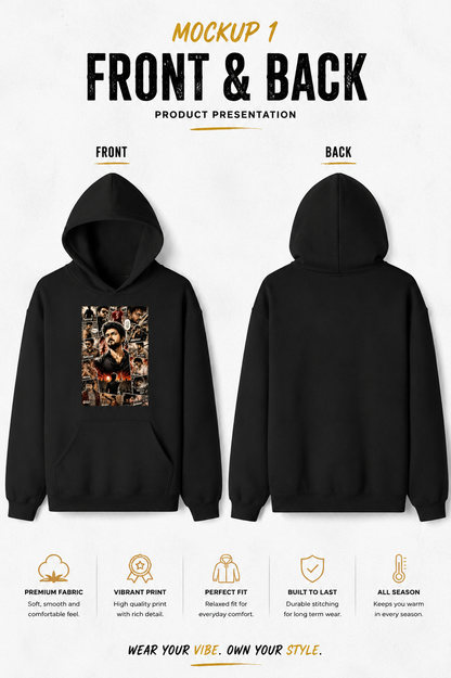 Thalapathy Cinematic Collage Premium Unisex Hoodie | DTF Printed