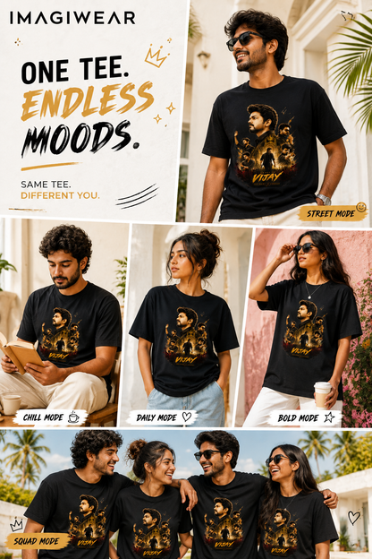 Vijay Signature Graphic Regular Fit Crew T-Shirt | Premium DTF Printed