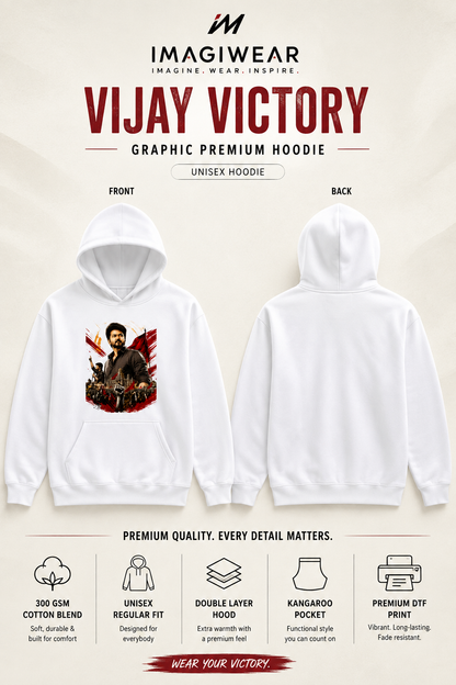 Vijay Revolution Graphic Premium Unisex Hoodie | DTF Printed