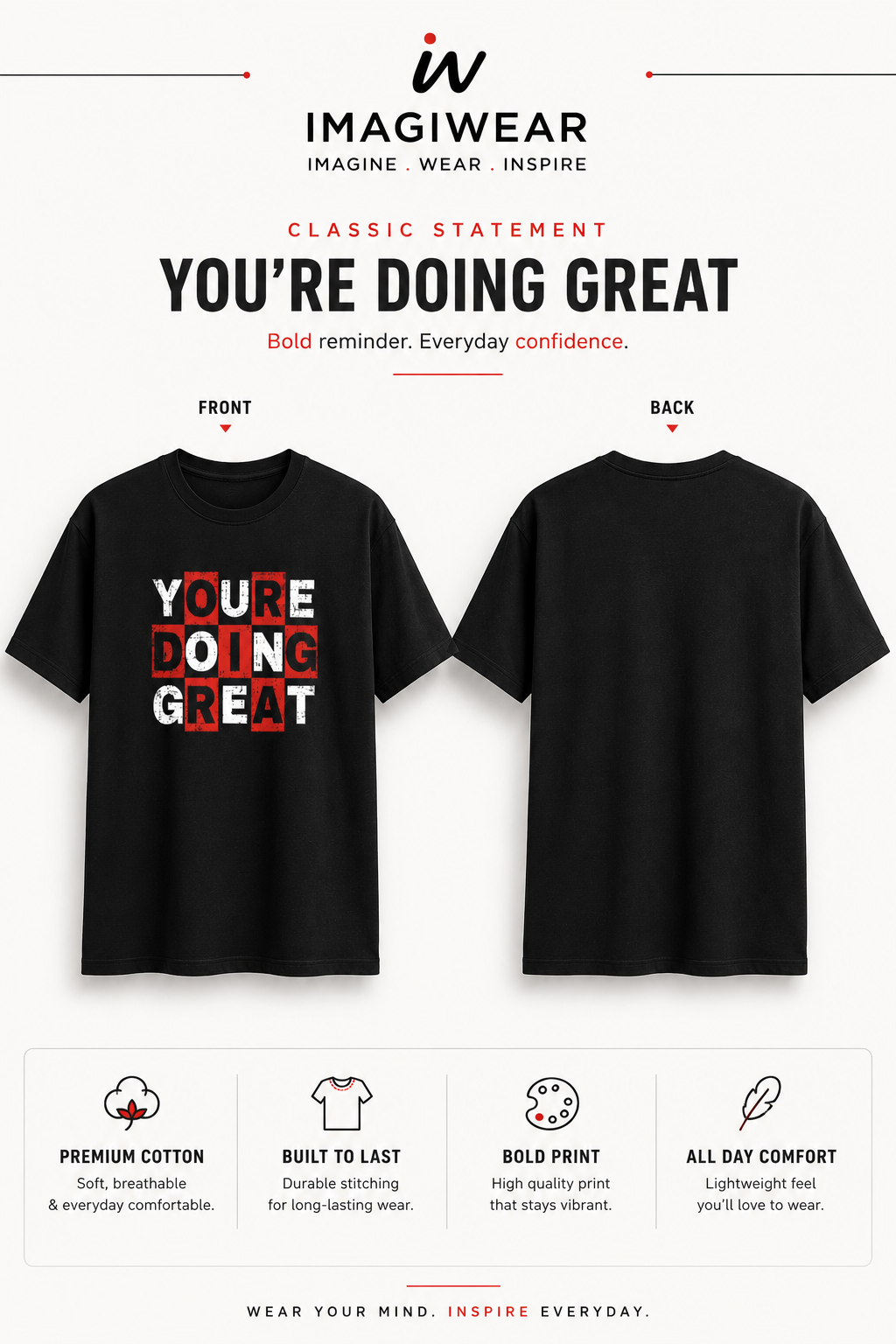 You're Doing Great Motivational T-Shirt | Positive Statement Graphic Tee