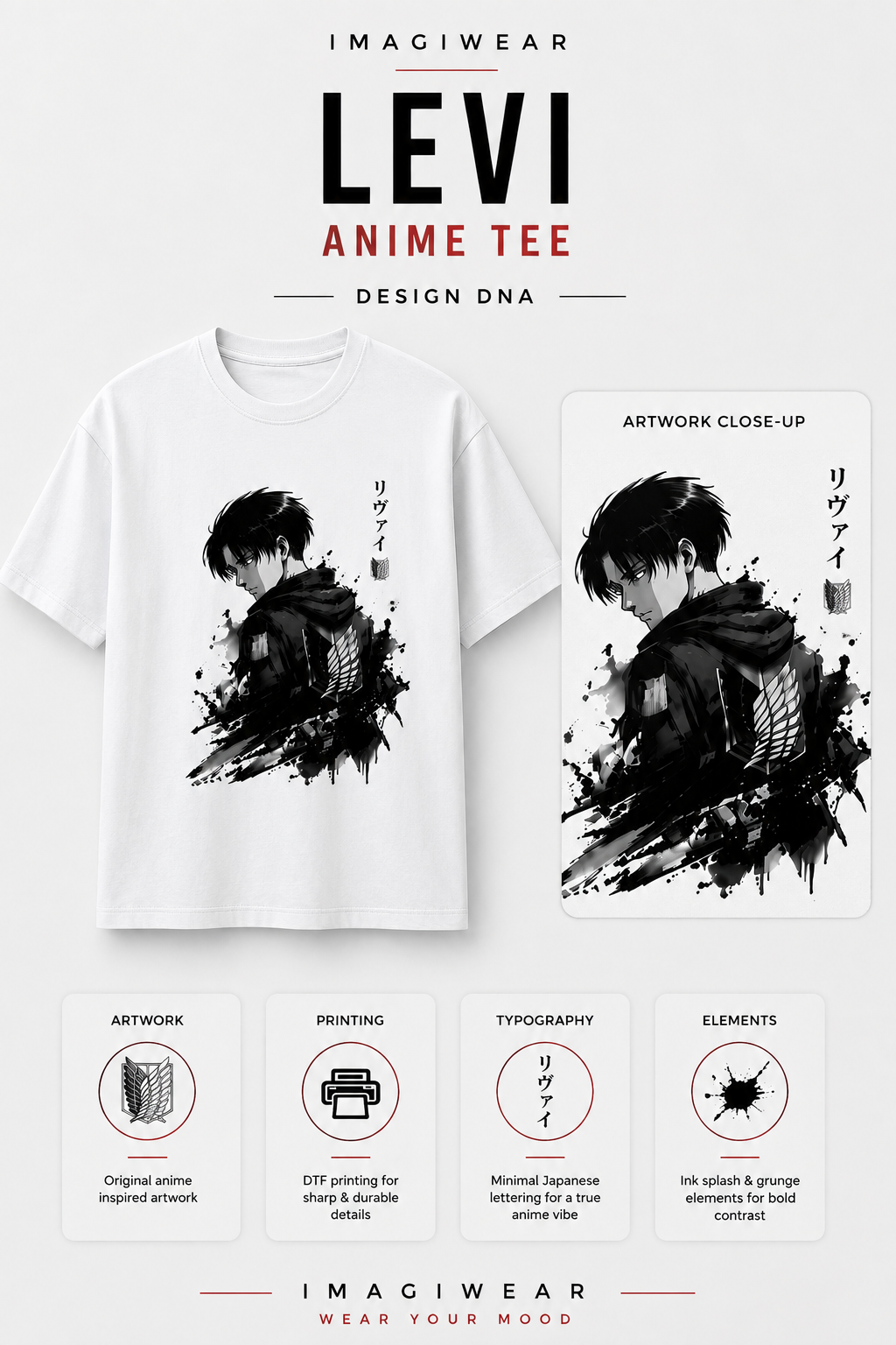 Shadow Scout Ink Portrait Regular Fit T-Shirt | Dark Anime Graphic Tee