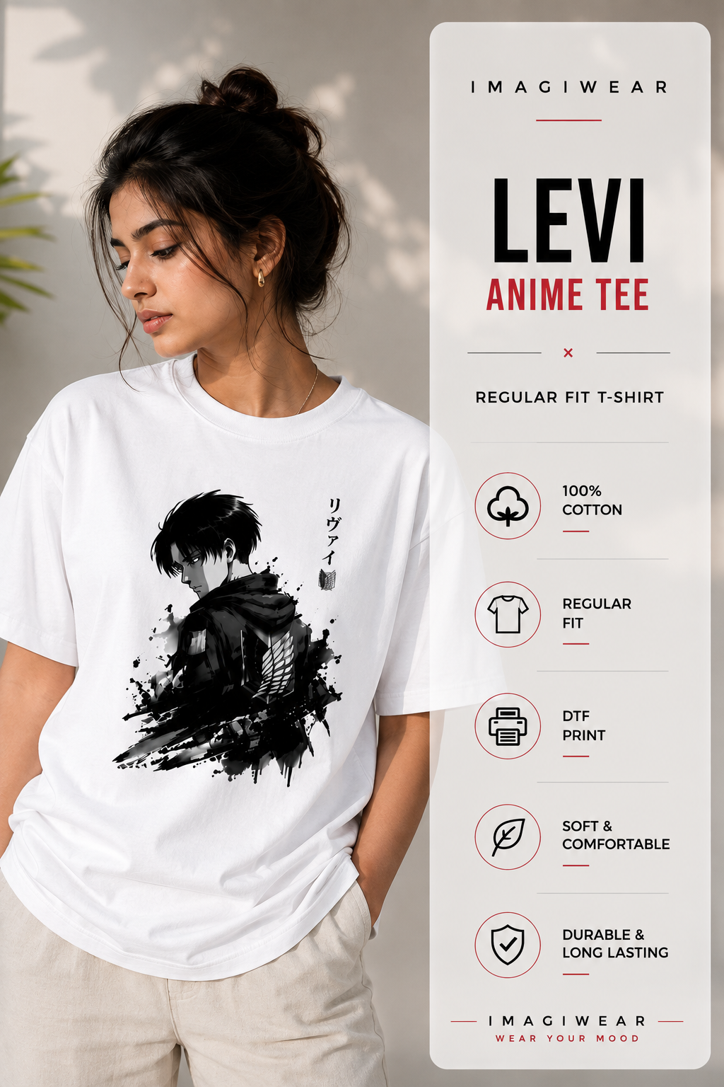 Shadow Scout Ink Portrait Regular Fit T-Shirt | Dark Anime Graphic Tee