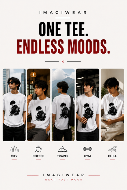 Shadow Scout Ink Portrait Regular Fit T-Shirt | Dark Anime Graphic Tee