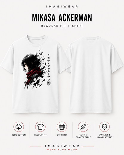Mikasa Ackerman Red Scarf Regular Fit T-Shirt | Attack on Titan Anime Tee