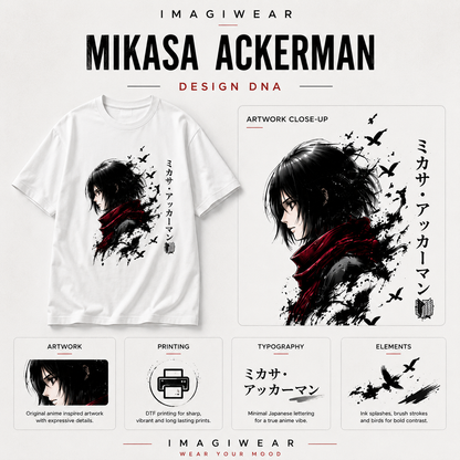 Mikasa Ackerman Red Scarf Regular Fit T-Shirt | Attack on Titan Anime Tee