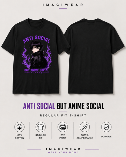 Anti Social But Anime Social Regular Fit Graphic T-Shirt