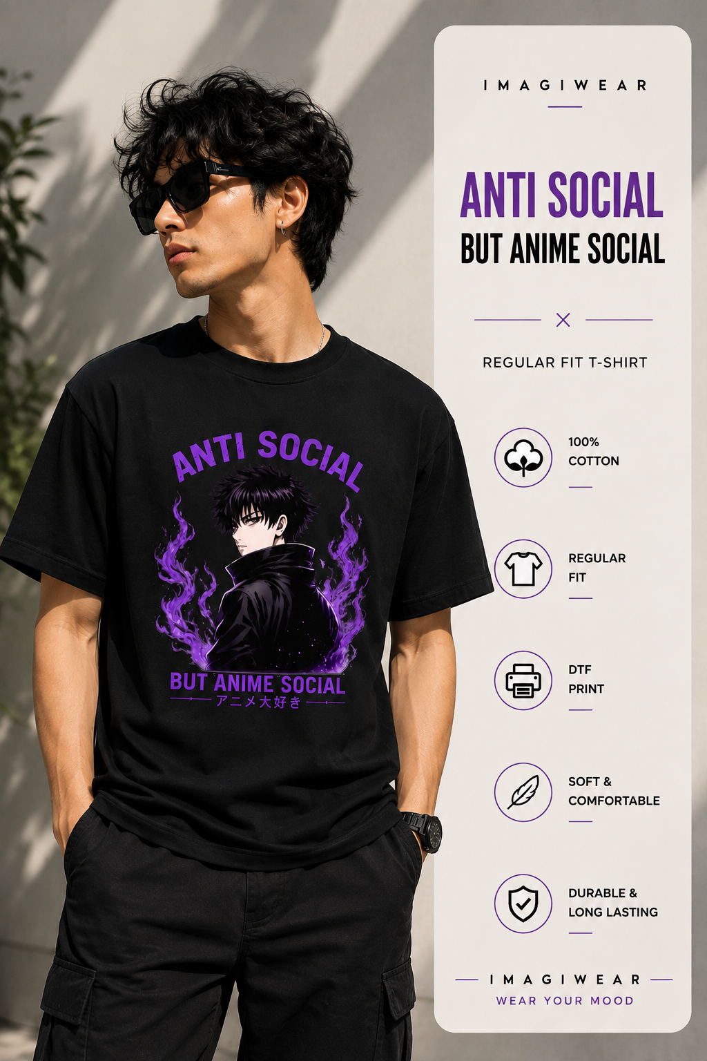 Anti Social But Anime Social Regular Fit Graphic T-Shirt
