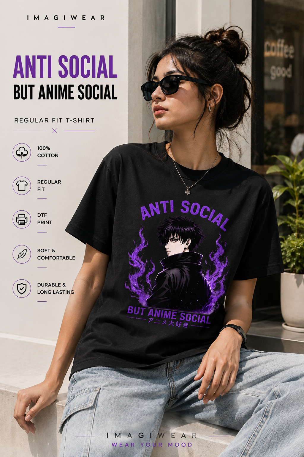Anti Social But Anime Social Regular Fit Graphic T-Shirt