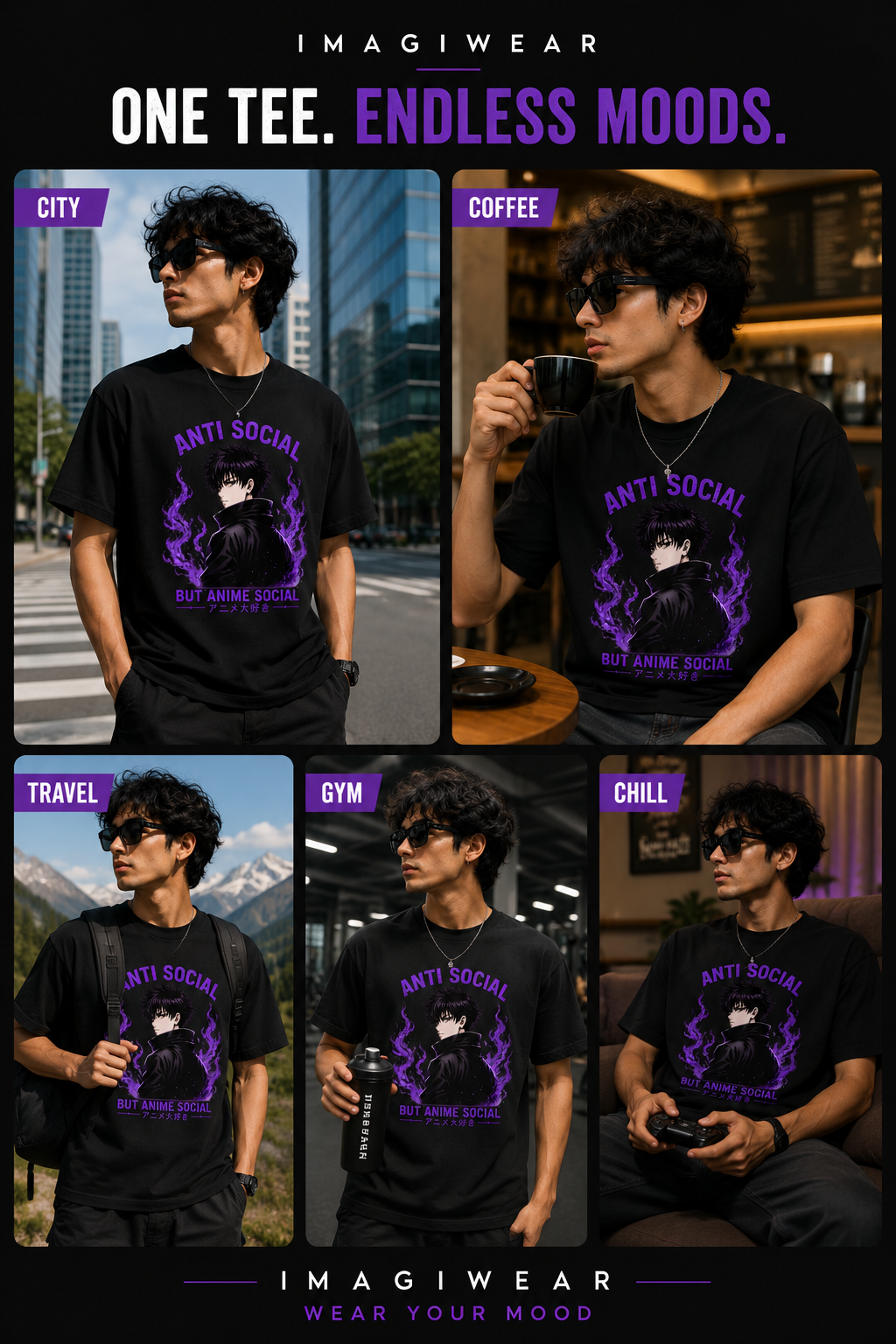 Anti Social But Anime Social Regular Fit Graphic T-Shirt