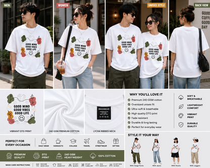 Good Mind Good Vibes Oversized T-Shirt | Positive Graphic Streetwear Tee