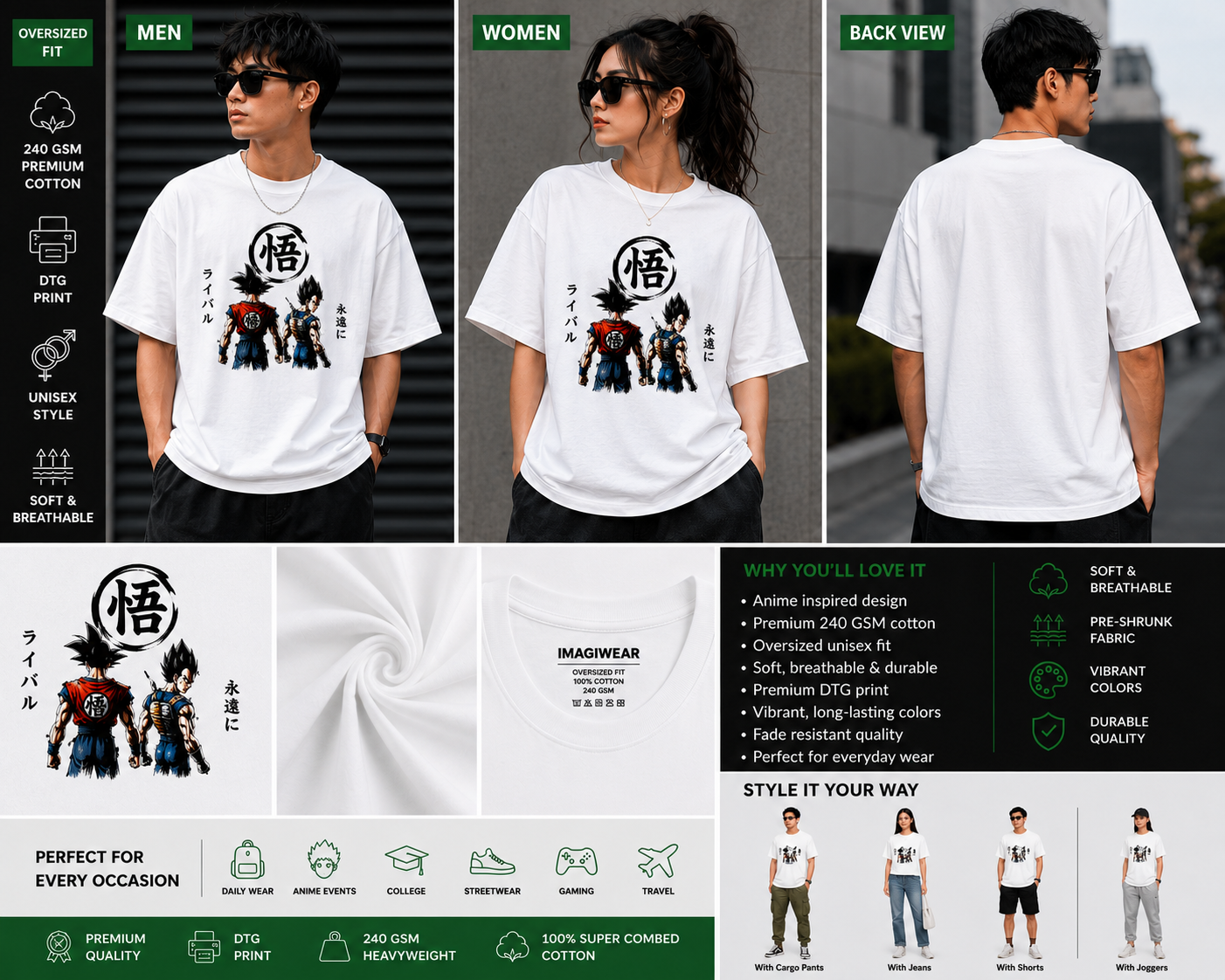 Saiyan Rivals Oversized T-Shirt | Anime Inspired Streetwear Graphic Tee