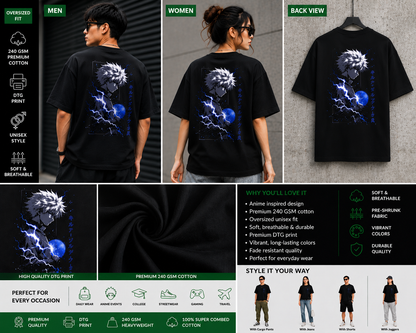 Hunter × Hunter Killua Zoldyck Back Print Oversized T-Shirt | Godspeed Anime Graphic Tee