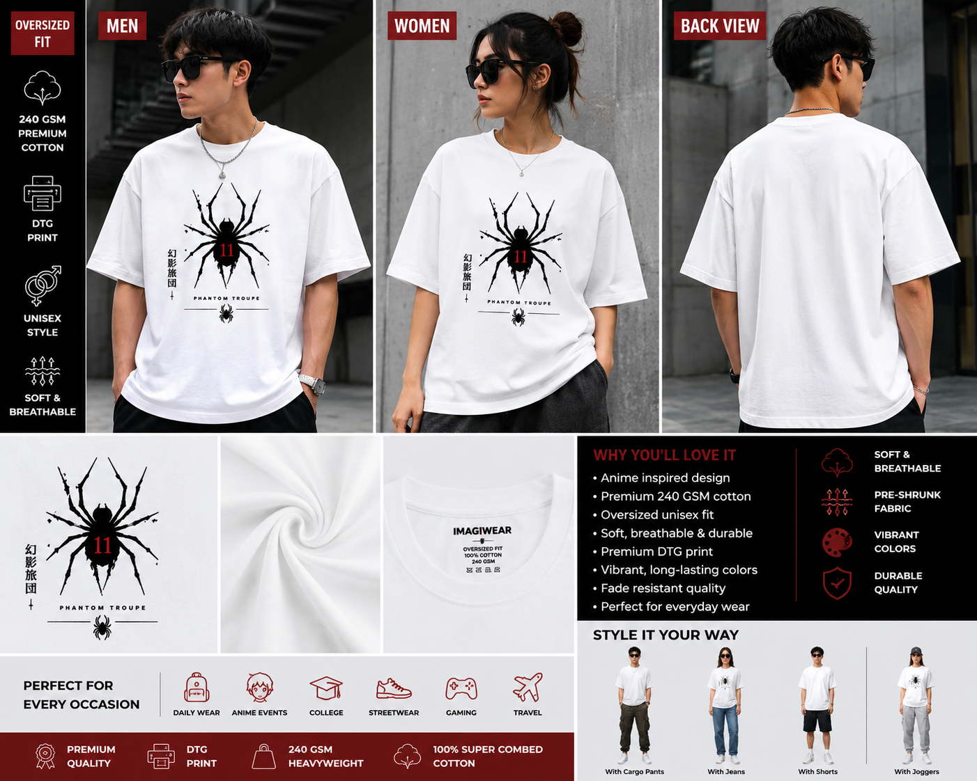 Phantom Spider Oversized T-Shirt | Anime Streetwear Graphic Tee