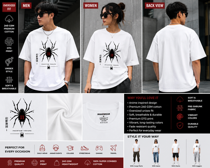 Hunter × Hunter Phantom Troupe No. 11 Oversized T-Shirt | Spider Tattoo Anime Graphic Tee