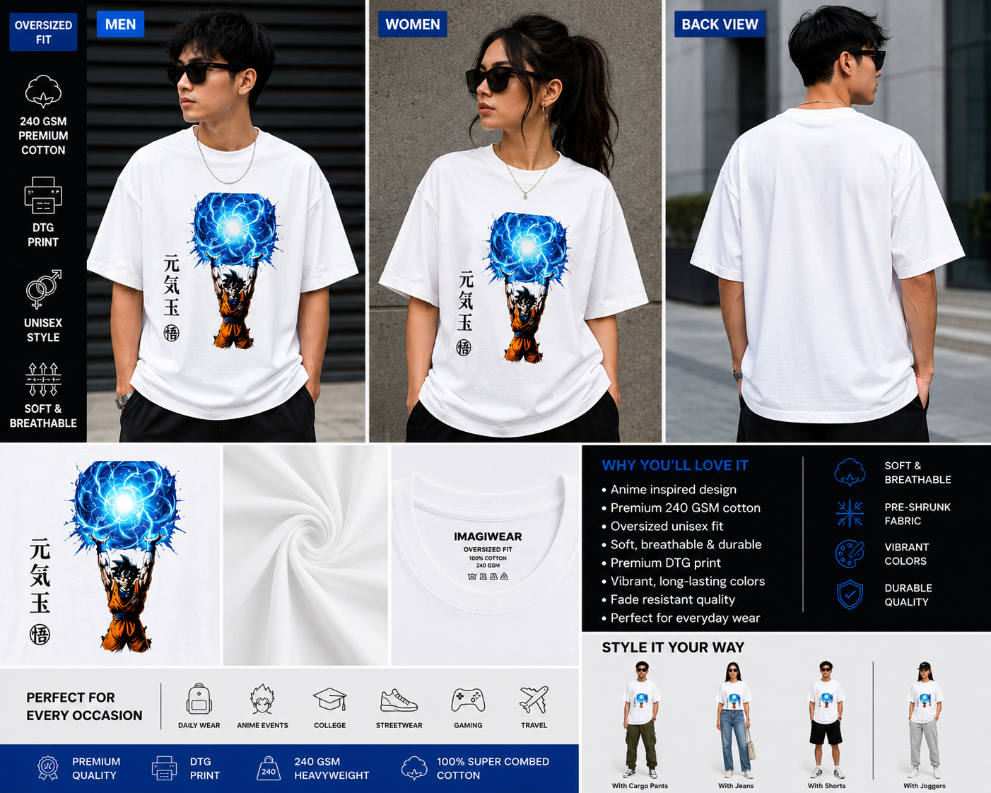 Spirit Energy Oversized T-Shirt | Anime Inspired Streetwear Graphic Tee