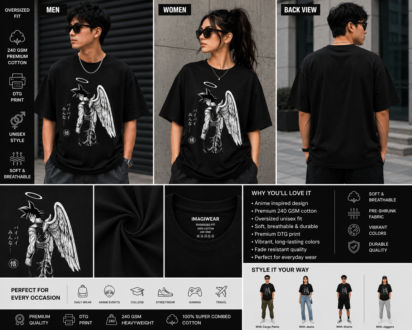 Guardian Spirit Oversized T-Shirt | Anime Inspired Streetwear Graphic Tee