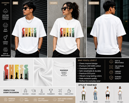 Chess Master Oversized T-Shirt | Vintage Chess Graphic Streetwear Tee