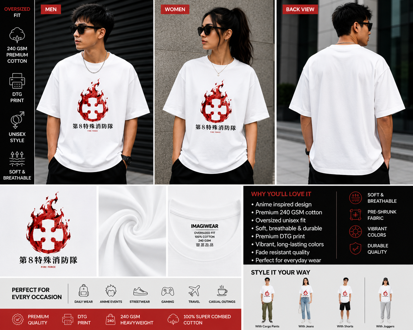 Inferno Squad Oversized T-Shirt | Anime Inspired Streetwear Graphic Tee
