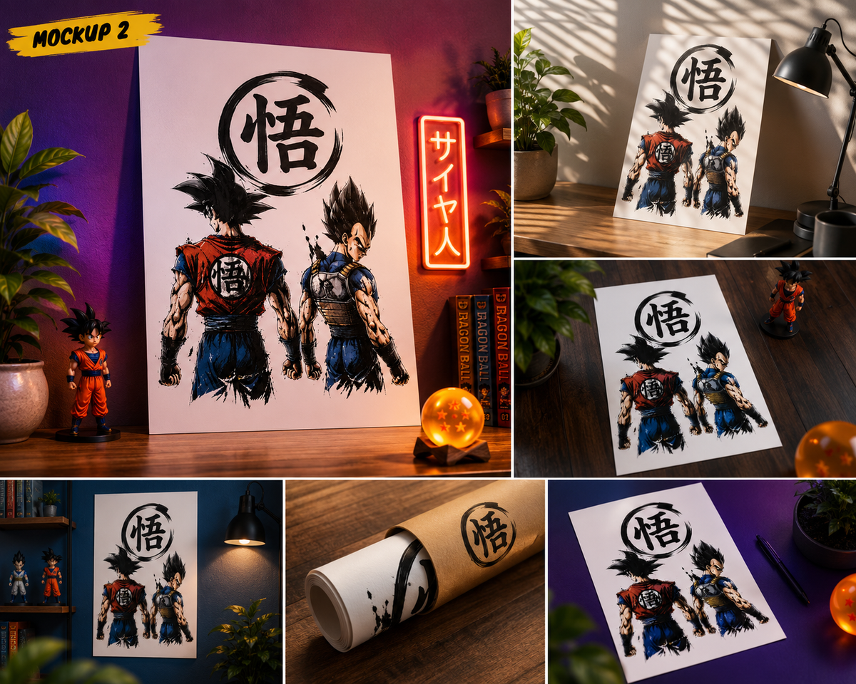 Goku & Vegeta A3 Anime Poster | Premium 300 GSM Wall Art for Bedroom, Gaming Room & Office
