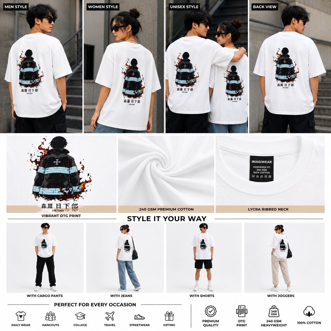Fire Force Inspired Oversized T-Shirt | Anime Streetwear Graphic Tee