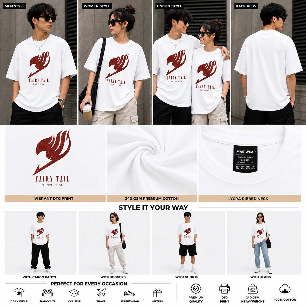 Fairy Tail Guild Emblem Oversized T-Shirt | Anime Inspired Streetwear Graphic Tee
