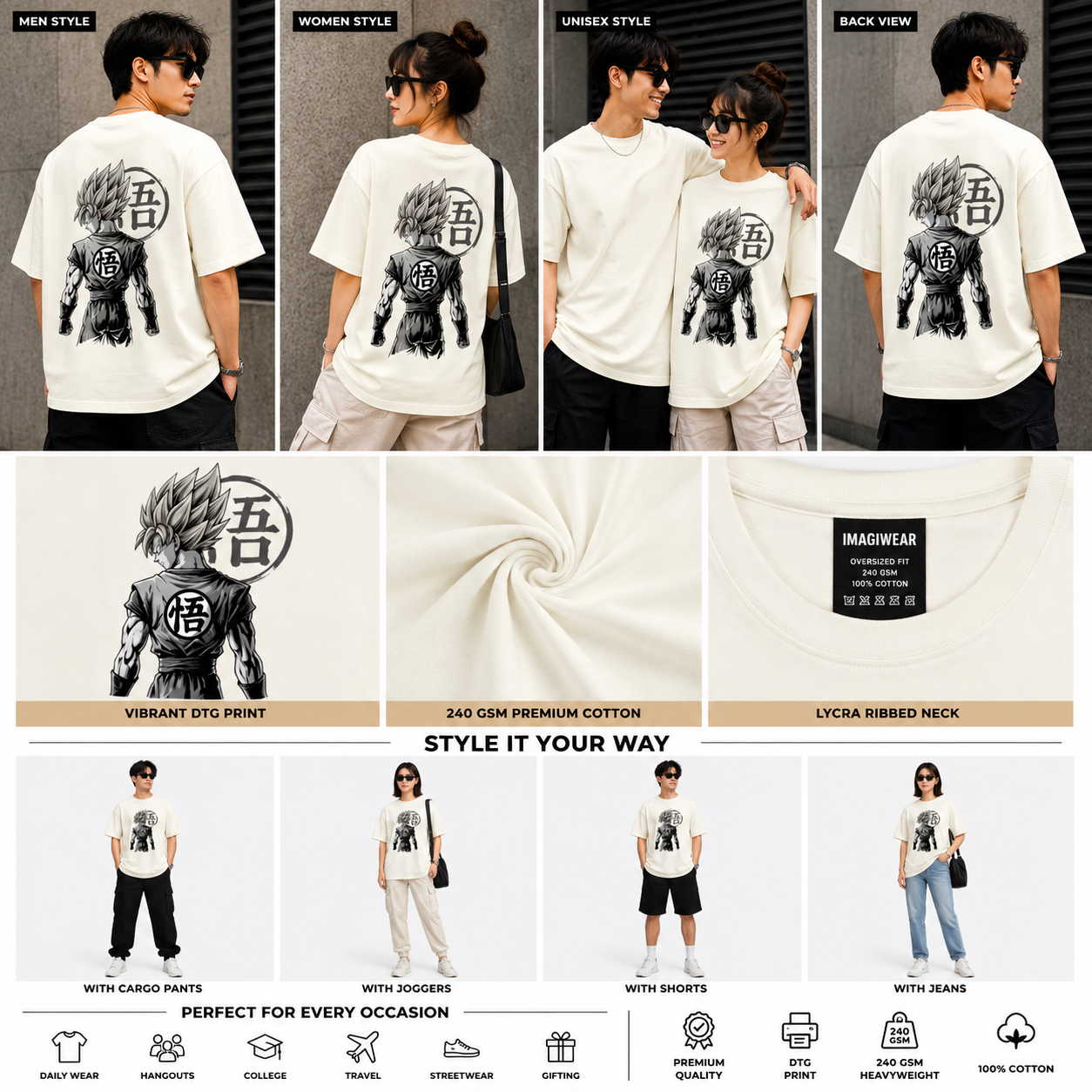 Saiyan Warrior Oversized T-Shirt | Anime Inspired Streetwear Graphic Tee