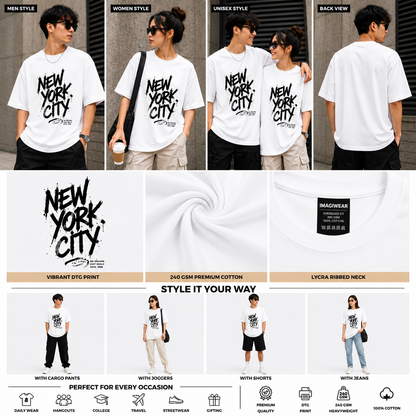 New York City Oversized T-Shirt | Urban Streetwear Typography Graphic Tee