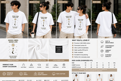 Good Vibes Good Life Oversized T-Shirt | Minimal Aesthetic Graphic Tee