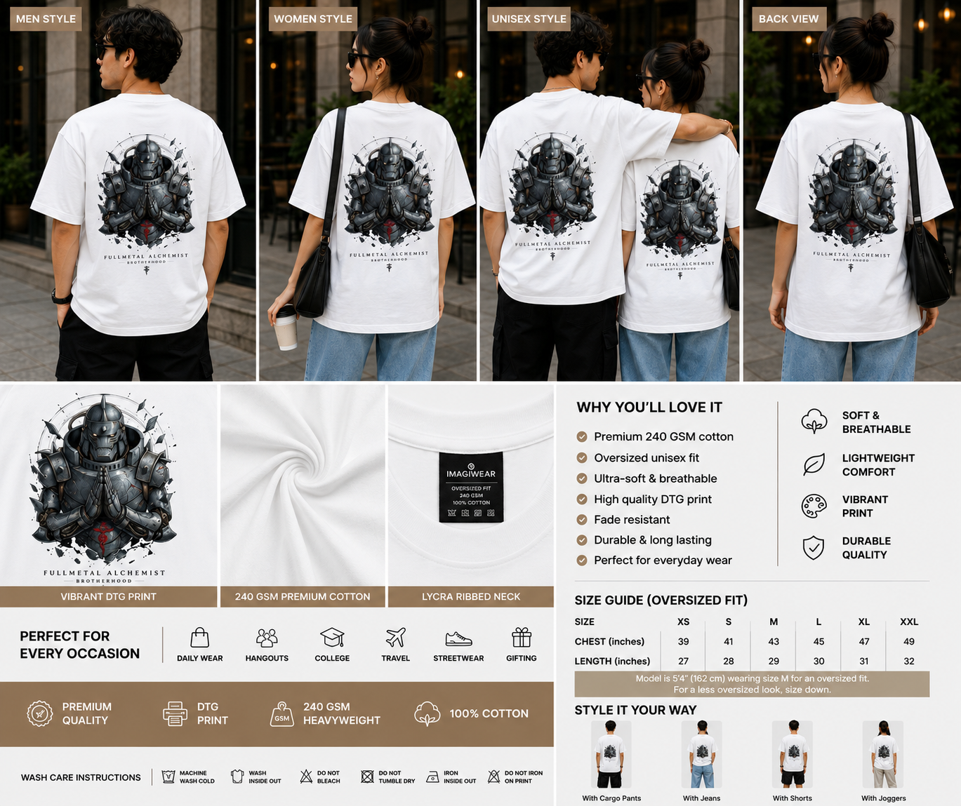 Armored Warrior Oversized T-Shirt | Anime-Inspired Graphic Streetwear Tee
