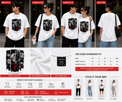 Fullmetal Alchemist: Brotherhood Character Collage Oversized T-Shirt | Edward Elric Anime Graphic Tee