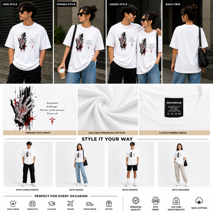 Fullmetal Alchemist Equivalent Exchange Oversized T-Shirt | Alchemy Symbol Anime Tee