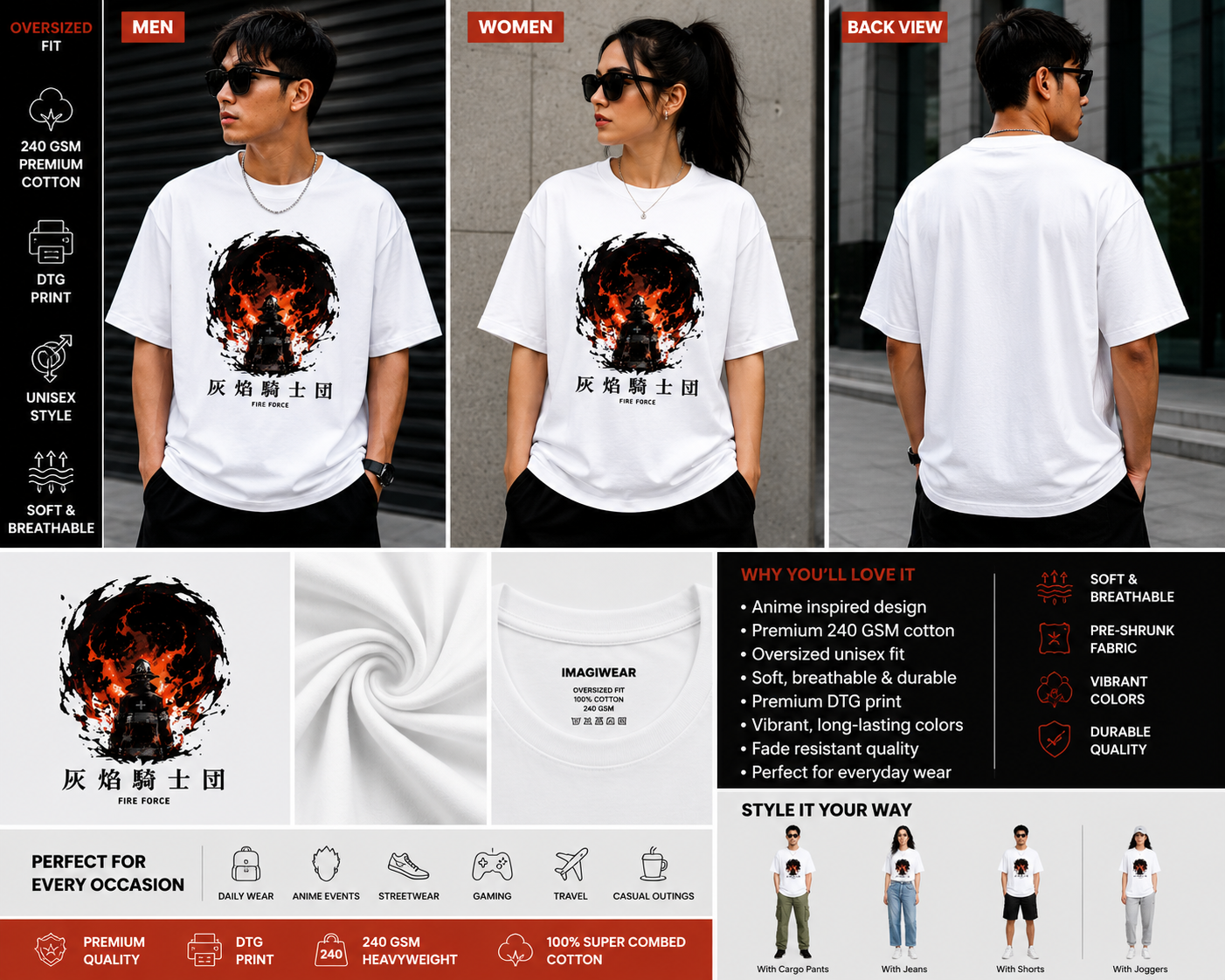 Inferno Knight Oversized T-Shirt | Anime Inspired Streetwear Graphic Tee