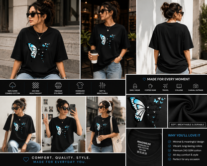 Butterfly Wings Oversized T-Shirt | Inspirational Graphic Streetwear Tee