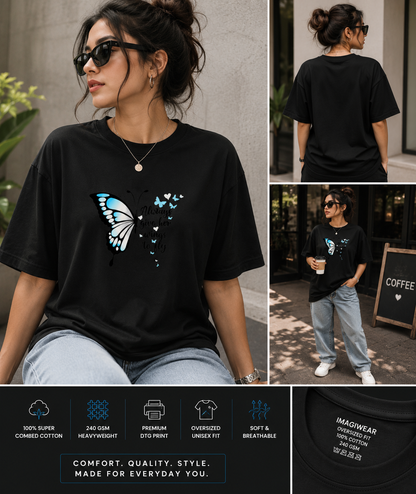 Butterfly Wings Oversized T-Shirt | Inspirational Graphic Streetwear Tee