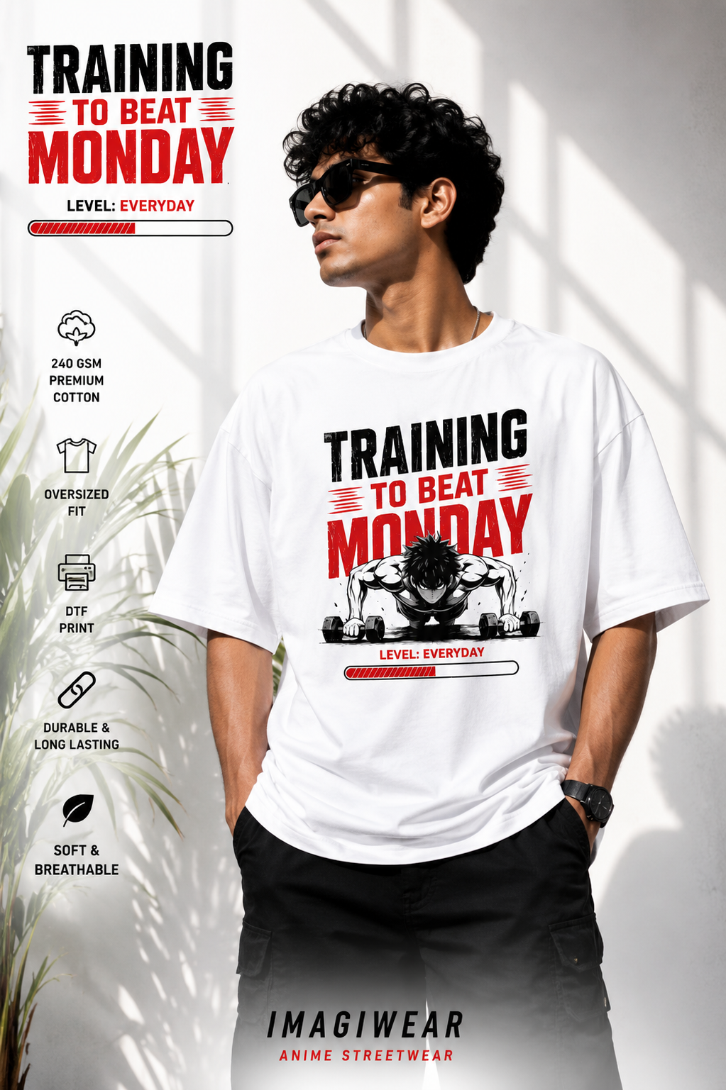 Training to Beat Monday Regular Fit Graphic T-Shirt