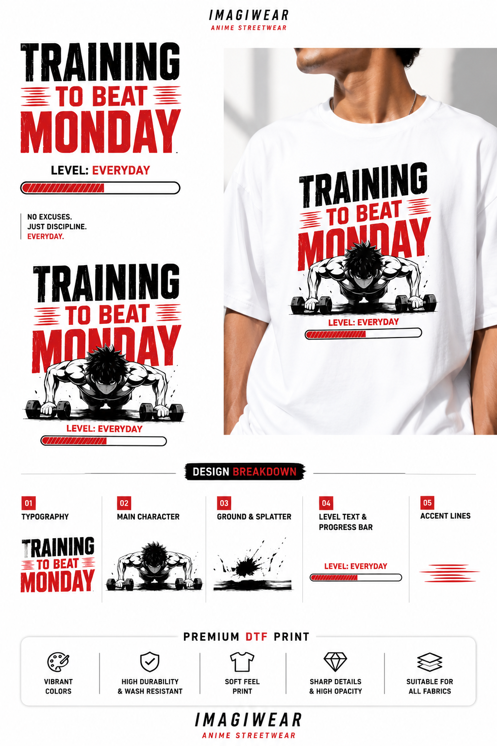 Training to Beat Monday Regular Fit Graphic T-Shirt