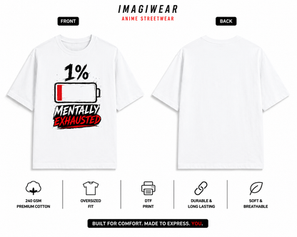 1% Mentally Exhausted Regular Fit Graphic T-Shirt