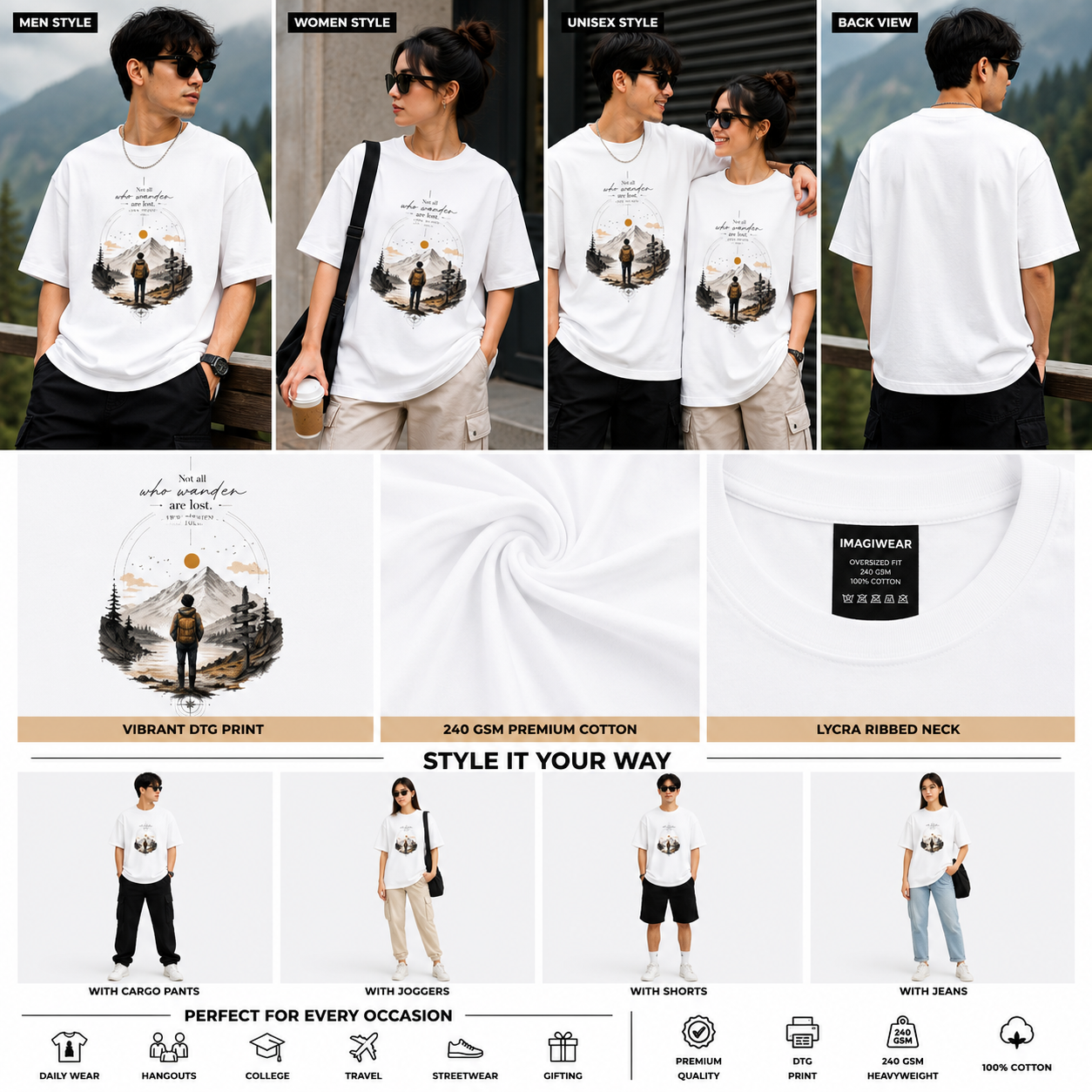 Wander More Oversized T-Shirt | Adventure Inspired Minimalist Graphic Tee