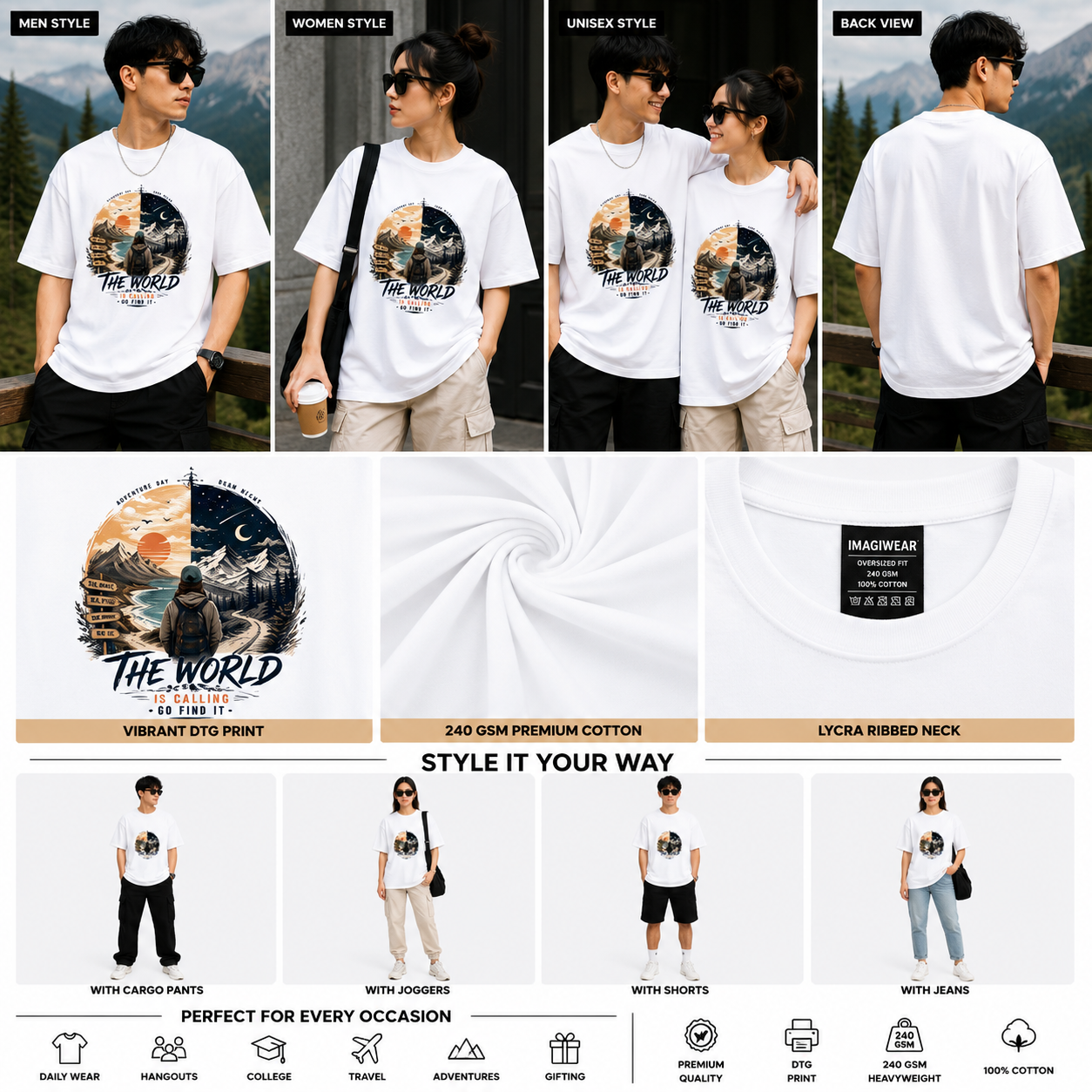 The World Is Calling Oversized T-Shirt | Adventure Inspired Travel Graphic Tee