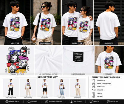 Demon Slayer Manga Panel Oversized T-Shirt | Tanjiro, Nezuko, Zenitsu & Inosuke | Kimetsu no Yaiba Anime Tee