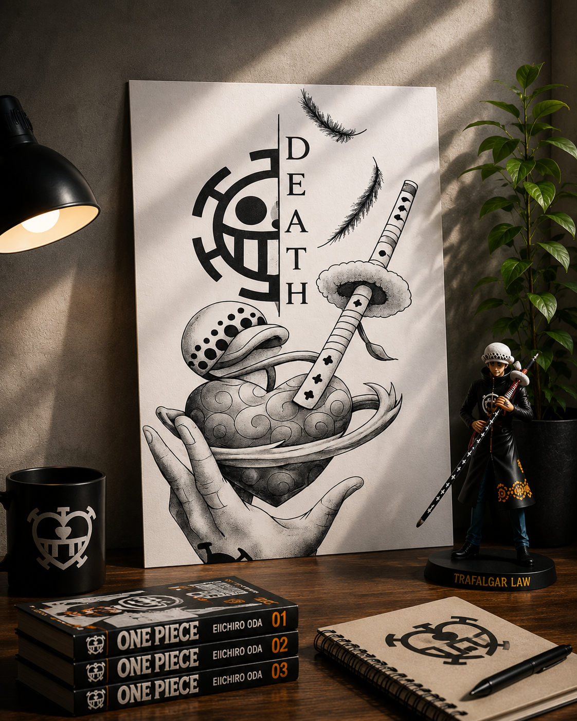 One Piece Death Surgeon A3 Poster | Trafalgar Law Minimalist Anime Wall Art | Premium 300 GSM Print