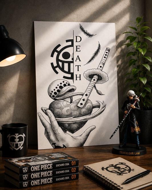 One Piece Death Surgeon A3 Poster | Trafalgar Law Minimalist Anime Wall Art | Premium 300 GSM Print